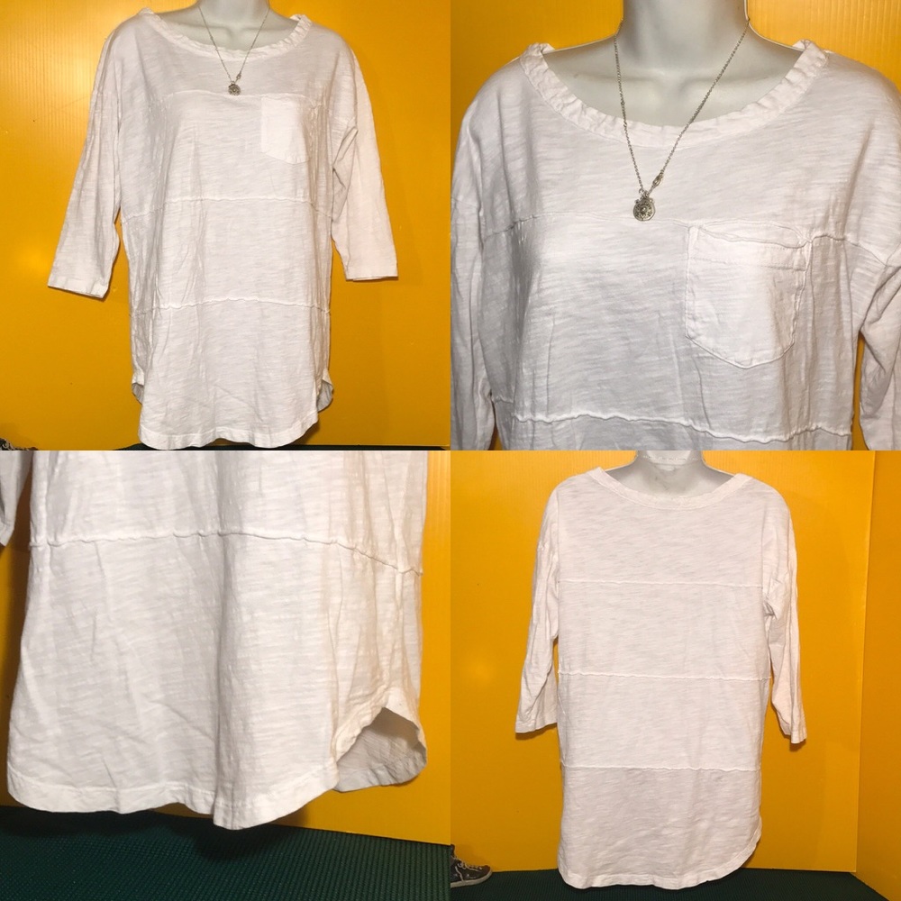 💗 Mod-O-Doc women's 3/4 Sleeve White Shirt Size S